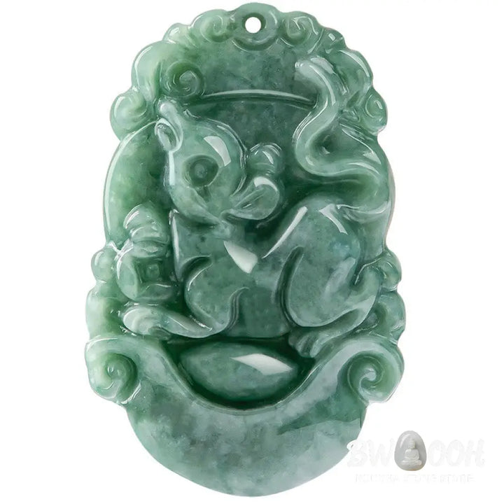 Buddha Stones Natural Jade 12 Chinese Zodiac Prosperity Necklace Pendant - BWOOOH - Necklaces &amp; Pendants