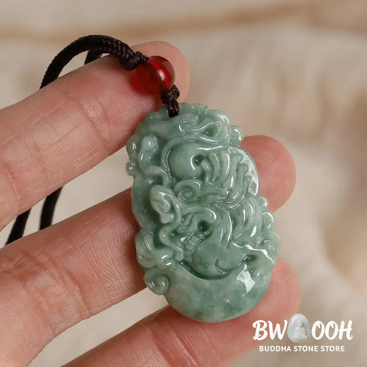 Buddha Stones Natural Jade 12 Chinese Zodiac Prosperity Necklace Pendant - BWOOOH - Necklaces &amp; Pendants