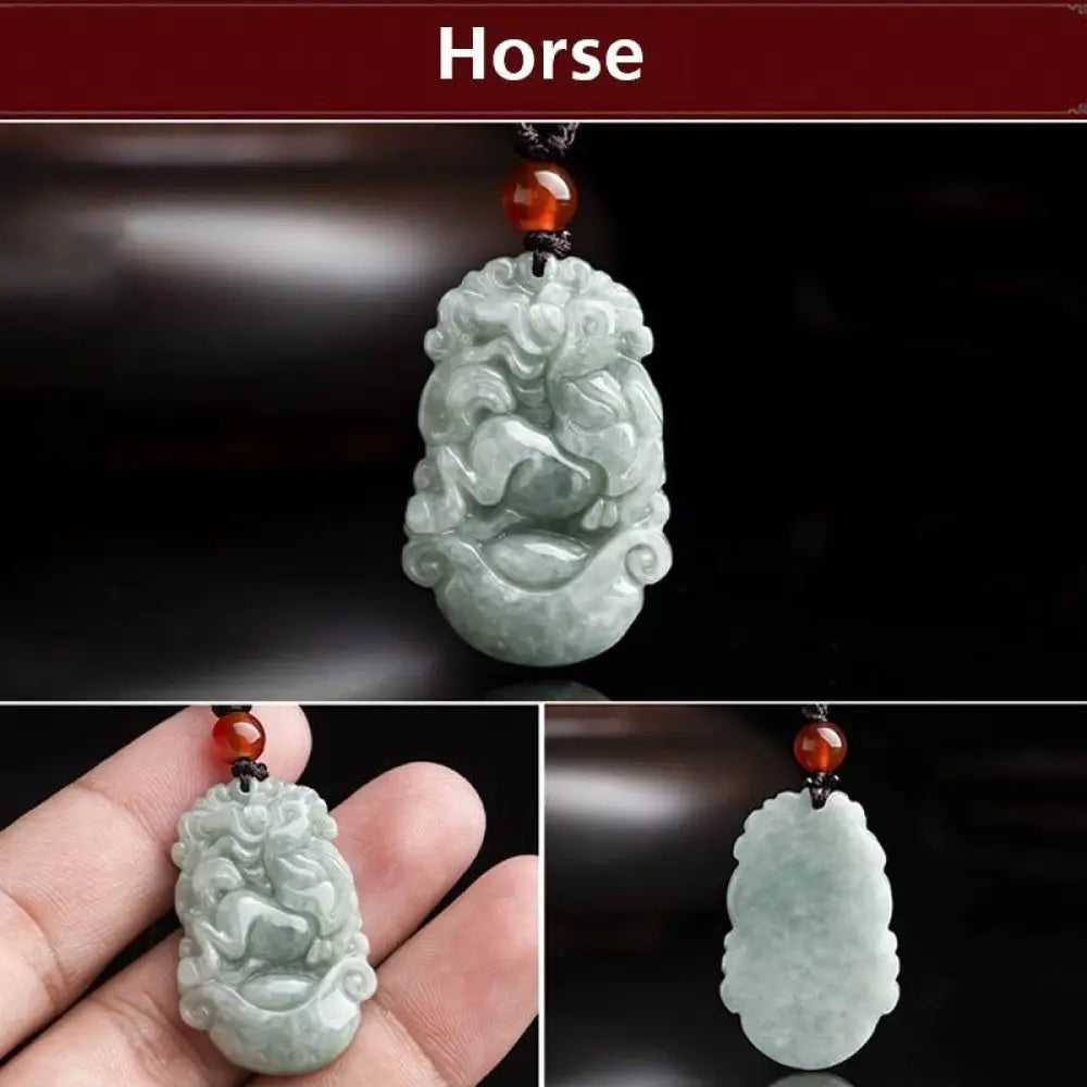 BWOOOH Natural Jade 12 Chinese Zodiac Success Pendant Necklace, handcrafted with a specific animal sign, radiating spiritual prosperity and personal destiny. Its smooth, polished jade reflects light, symbolizing good fortune and financial growth. - View 32