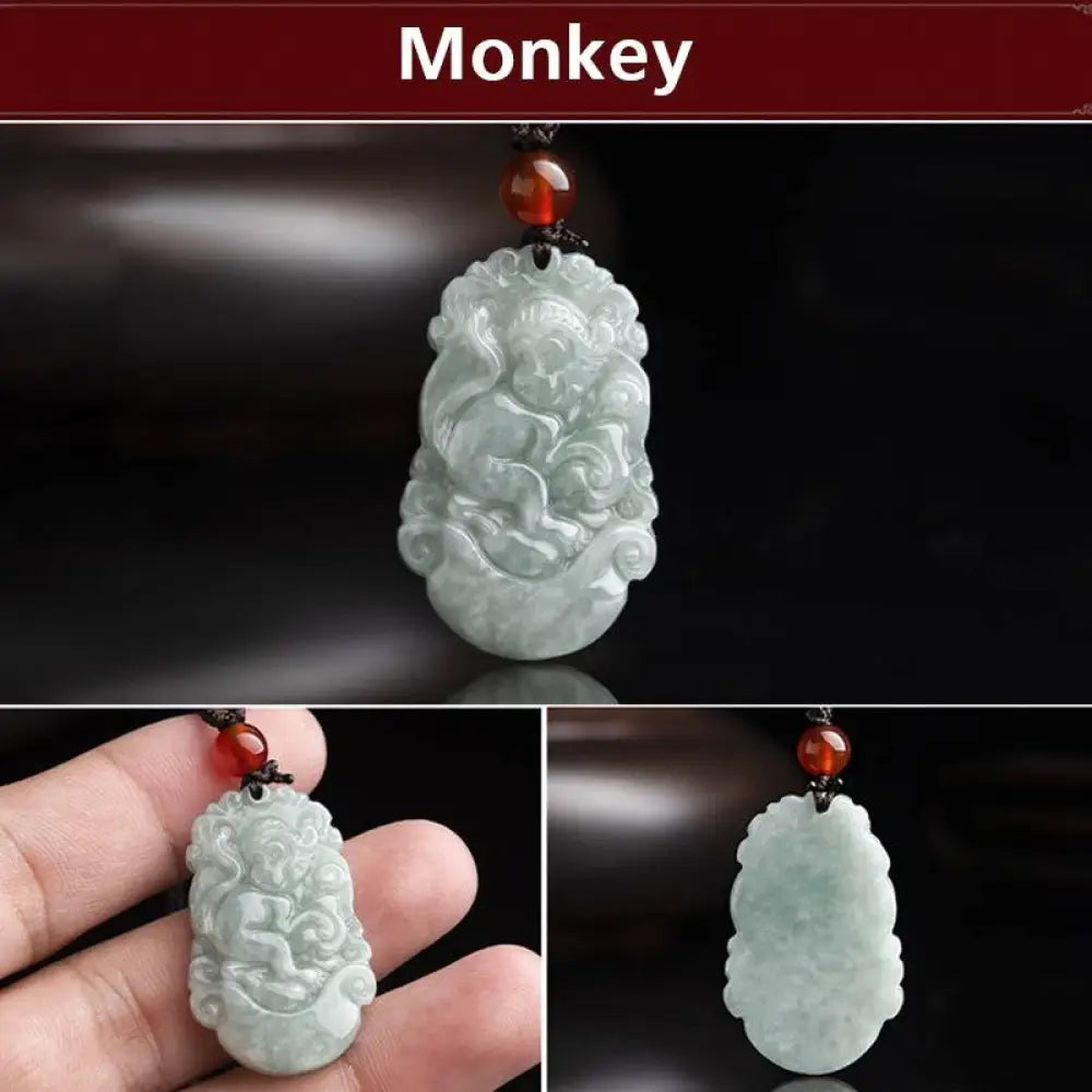 BWOOOH Natural Jade 12 Chinese Zodiac Success Pendant Necklace, handcrafted with a specific animal sign, radiating spiritual prosperity and personal destiny. Its smooth, polished jade reflects light, symbolizing good fortune and financial growth. - View 34