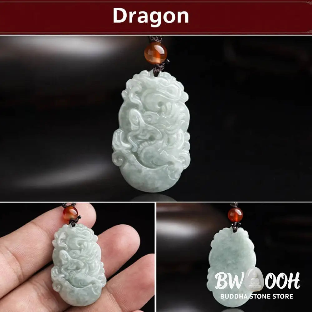 BWOOOH Natural Jade 12 Chinese Zodiac Success Pendant Necklace, handcrafted with a specific animal sign, radiating spiritual prosperity and personal destiny. Its smooth, polished jade reflects light, symbolizing good fortune and financial growth. - View 11