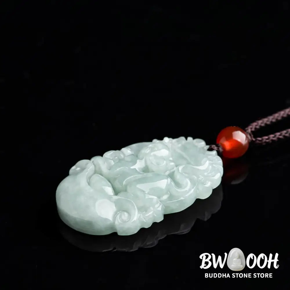 BWOOOH Natural Jade 12 Chinese Zodiac Success Pendant Necklace, handcrafted with a specific animal sign, radiating spiritual prosperity and personal destiny. Its smooth, polished jade reflects light, symbolizing good fortune and financial growth. - View 3