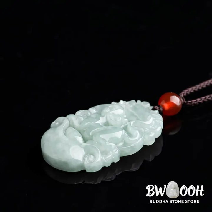 BWOOOH Natural Jade 12 Chinese Zodiac Success Pendant Necklace, handcrafted with a specific animal sign, radiating spiritual prosperity and personal destiny. Its smooth, polished jade reflects light, symbolizing good fortune and financial growth. - View 3