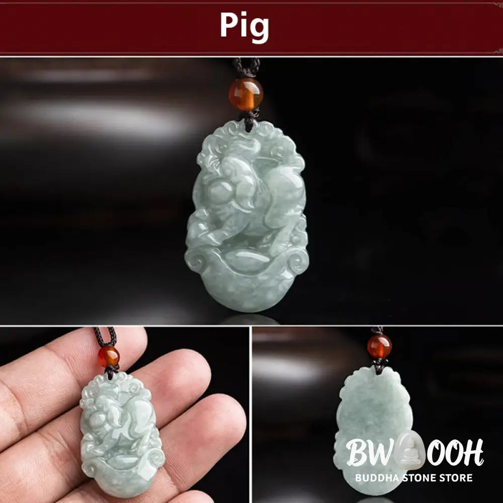 BWOOOH Natural Jade 12 Chinese Zodiac Success Pendant Necklace, handcrafted with a specific animal sign, radiating spiritual prosperity and personal destiny. Its smooth, polished jade reflects light, symbolizing good fortune and financial growth. - View 18