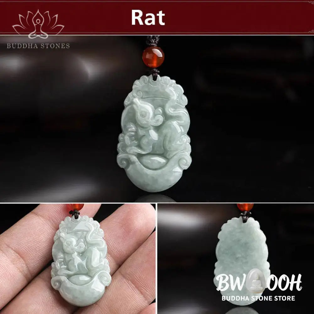 BWOOOH Natural Jade 12 Chinese Zodiac Success Pendant Necklace, handcrafted with a specific animal sign, radiating spiritual prosperity and personal destiny. Its smooth, polished jade reflects light, symbolizing good fortune and financial growth. - View 7