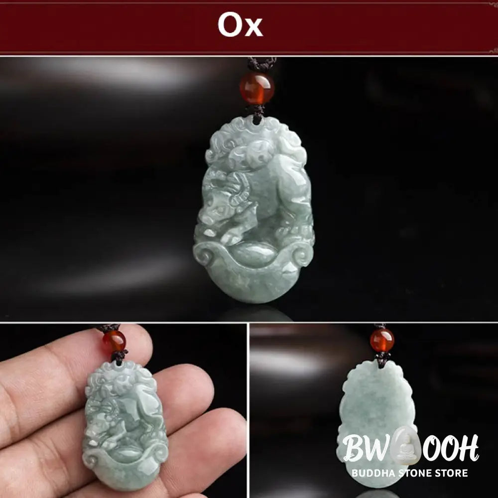 BWOOOH Natural Jade 12 Chinese Zodiac Success Pendant Necklace, handcrafted with a specific animal sign, radiating spiritual prosperity and personal destiny. Its smooth, polished jade reflects light, symbolizing good fortune and financial growth. - View 8