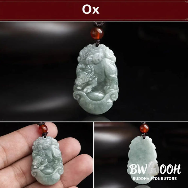 BWOOOH Natural Jade 12 Chinese Zodiac Success Pendant Necklace, handcrafted with a specific animal sign, radiating spiritual prosperity and personal destiny. Its smooth, polished jade reflects light, symbolizing good fortune and financial growth. - View 8