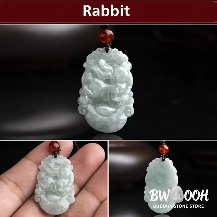 BWOOOH Natural Jade 12 Chinese Zodiac Success Pendant Necklace, handcrafted with a specific animal sign, radiating spiritual prosperity and personal destiny. Its smooth, polished jade reflects light, symbolizing good fortune and financial growth. - View 10