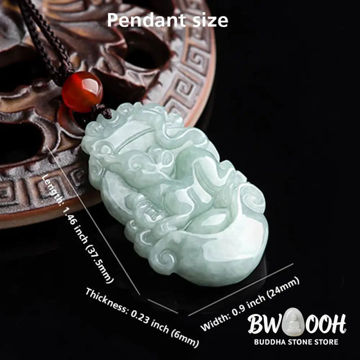 BWOOOH Natural Jade 12 Chinese Zodiac Success Pendant Necklace, handcrafted with a specific animal sign, radiating spiritual prosperity and personal destiny. Its smooth, polished jade reflects light, symbolizing good fortune and financial growth. - View 4