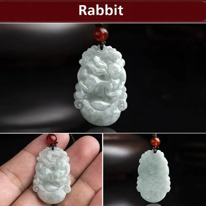 BWOOOH Natural Jade 12 Chinese Zodiac Success Pendant Necklace, handcrafted with a specific animal sign, radiating spiritual prosperity and personal destiny. Its smooth, polished jade reflects light, symbolizing good fortune and financial growth. - View 29