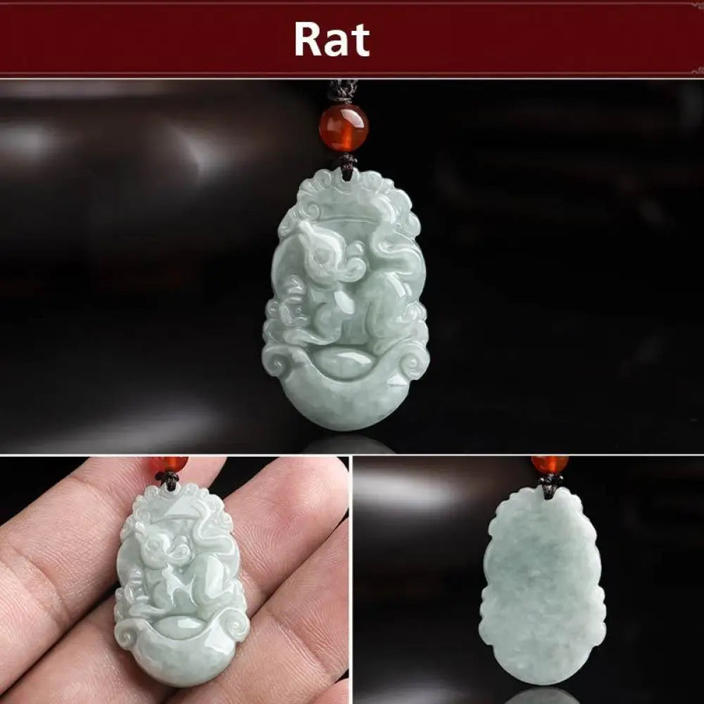 BWOOOH Natural Jade 12 Chinese Zodiac Success Pendant Necklace, handcrafted with a specific animal sign, radiating spiritual prosperity and personal destiny. Its smooth, polished jade reflects light, symbolizing good fortune and financial growth. - View 26
