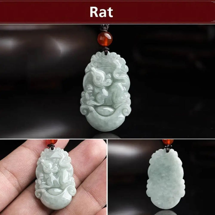 BWOOOH Natural Jade 12 Chinese Zodiac Success Pendant Necklace, handcrafted with a specific animal sign, radiating spiritual prosperity and personal destiny. Its smooth, polished jade reflects light, symbolizing good fortune and financial growth. - View 26