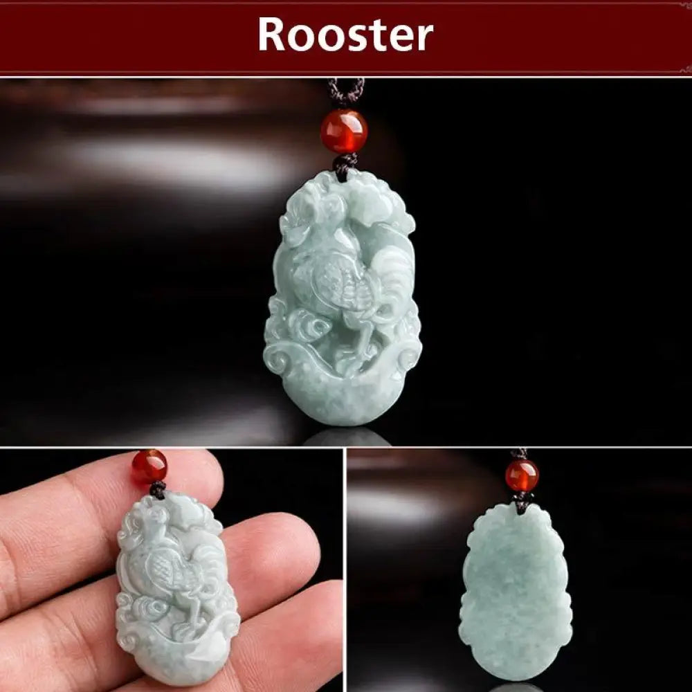 BWOOOH Natural Jade 12 Chinese Zodiac Success Pendant Necklace, handcrafted with a specific animal sign, radiating spiritual prosperity and personal destiny. Its smooth, polished jade reflects light, symbolizing good fortune and financial growth. - View 35