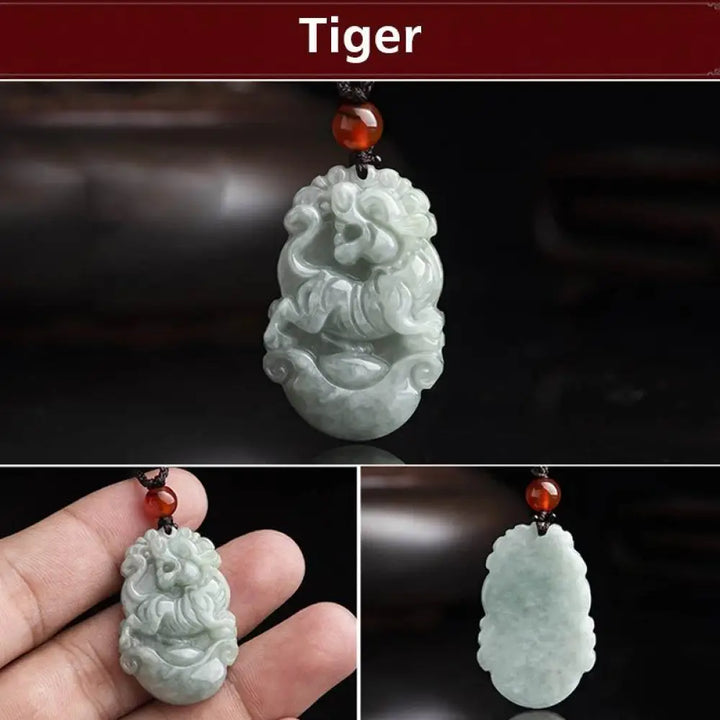 BWOOOH Natural Jade 12 Chinese Zodiac Success Pendant Necklace, handcrafted with a specific animal sign, radiating spiritual prosperity and personal destiny. Its smooth, polished jade reflects light, symbolizing good fortune and financial growth. - View 28