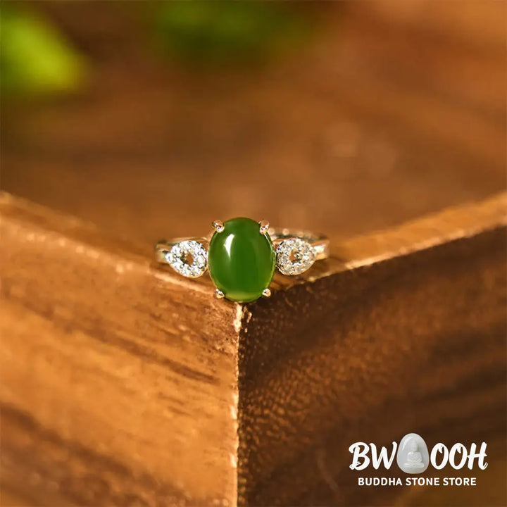 Buddha Stones Natural Jade Adjustable Buckle Prosperity Ring - Ring
