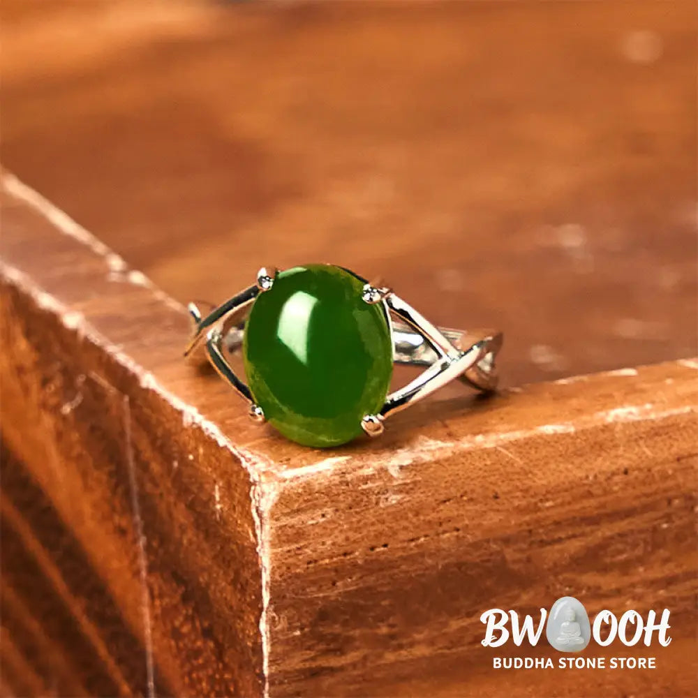 Buddha Stones Natural Jade Alloy Adjustable Buckle Abundance Ring - Ring