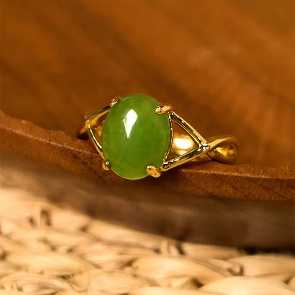 BWOOOH Natural Jade Alloy Adjustable Buckle Abundance Ring — Jade jade bracelet for spiritual healing and mindful living