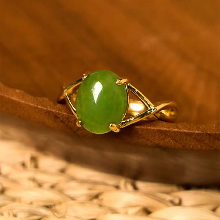 BWOOOH Natural Jade Alloy Adjustable Buckle Abundance Ring — Jade jade bracelet for spiritual healing and mindful living