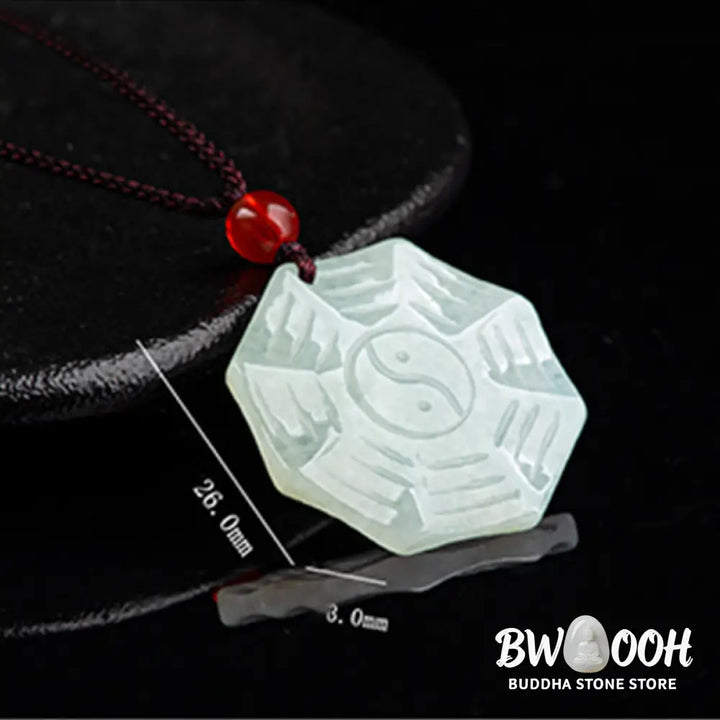 Buddha Stones Natural Jade Bagua Yin Yang Luck Necklace Pendant - BWOOOH - Jade (Prosperity ♥ Abundance) - Necklaces &amp;