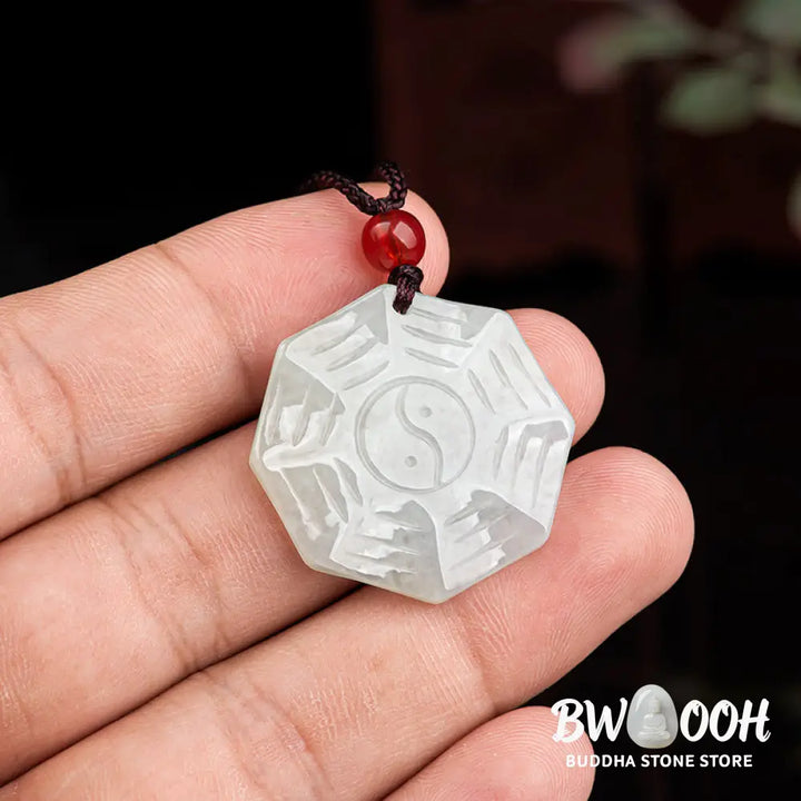 Buddha Stones Natural Jade Bagua Yin Yang Luck Necklace Pendant - BWOOOH - Jade (Prosperity ♥ Abundance) - Necklaces &amp;