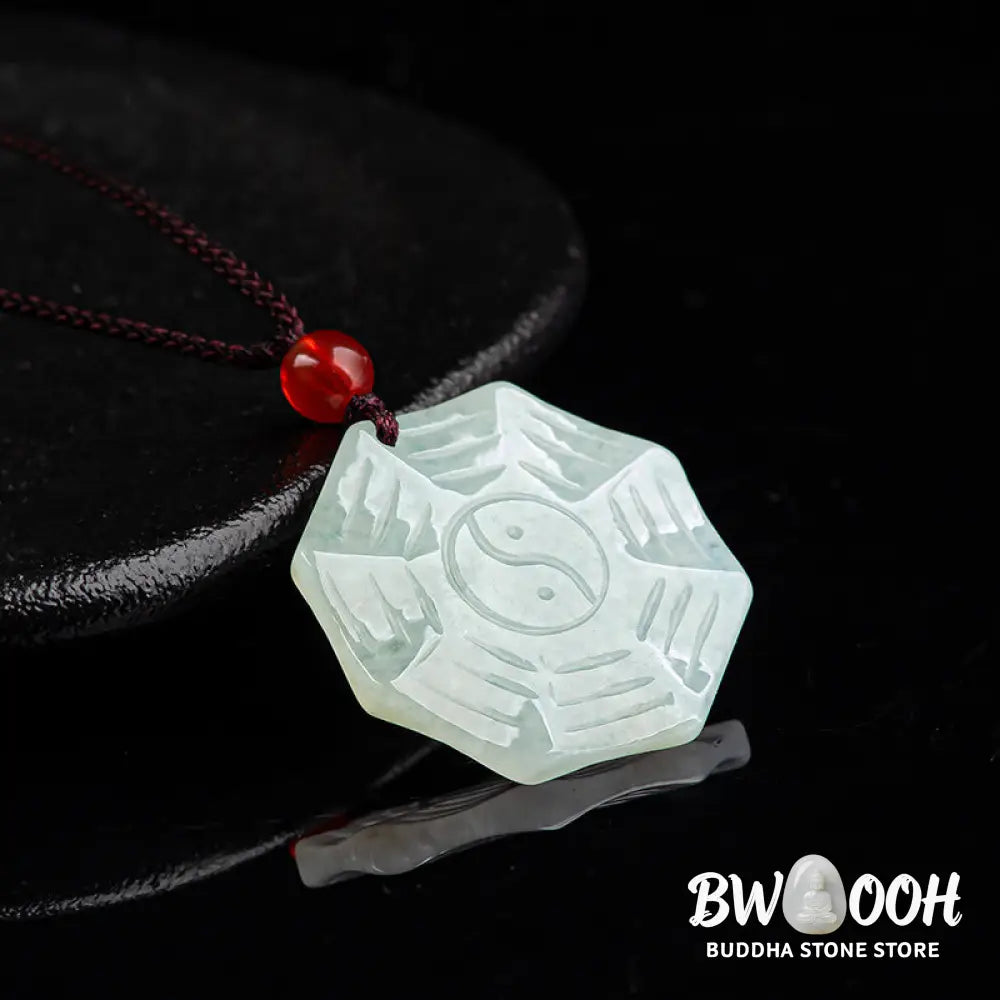 Buddha Stones Natural Jade Bagua Yin Yang Luck Necklace Pendant - BWOOOH - Jade (Prosperity ♥ Abundance) - Necklaces &amp;