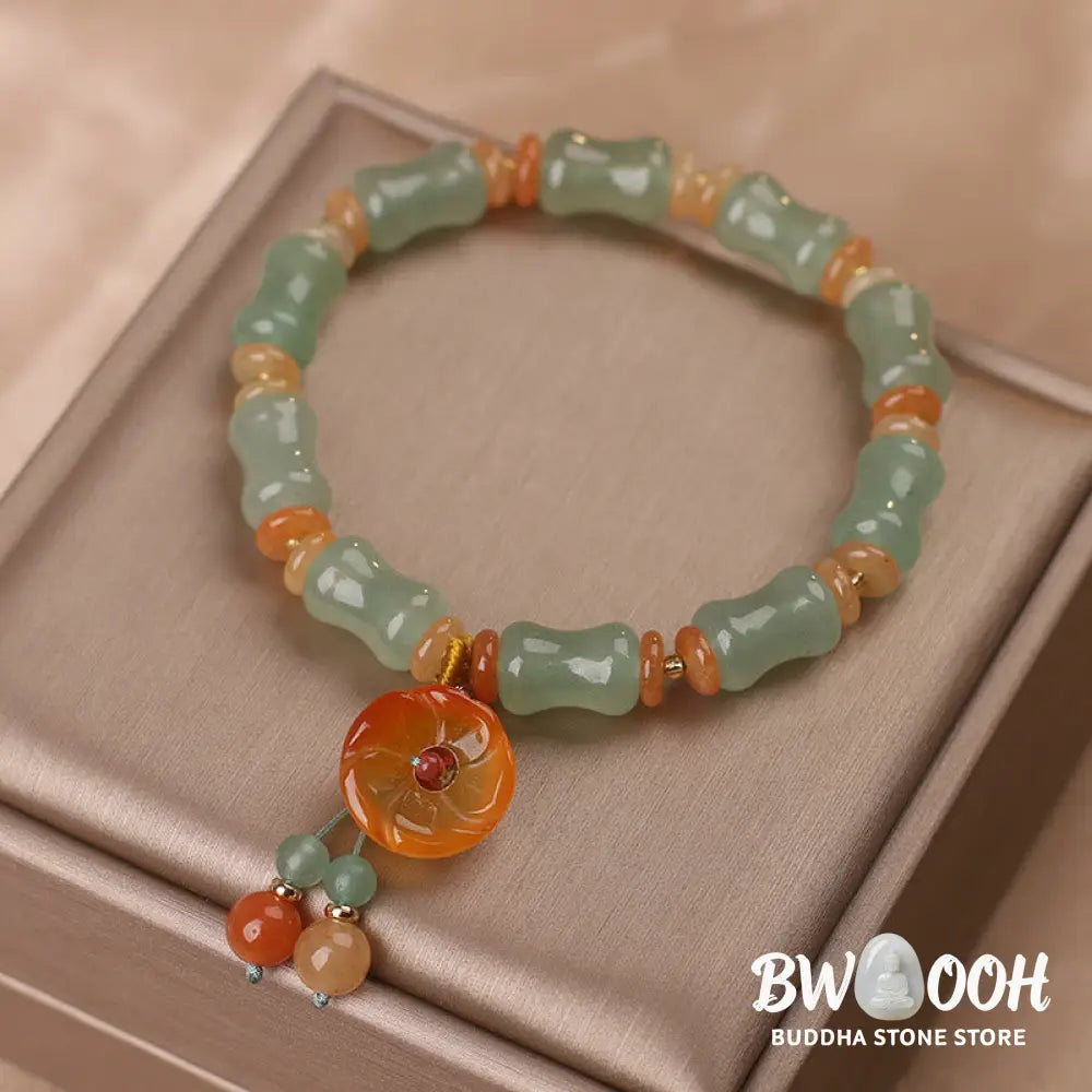 BWOOOH Natural Jade Bamboo Flower Pattern Luck Bracelet - Jade(Prosperity*Abundance) - Bracelet