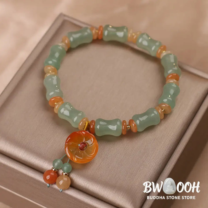 BWOOOH Natural Jade Bamboo Flower Pattern Luck Bracelet - Jade(Prosperity*Abundance) - Bracelet