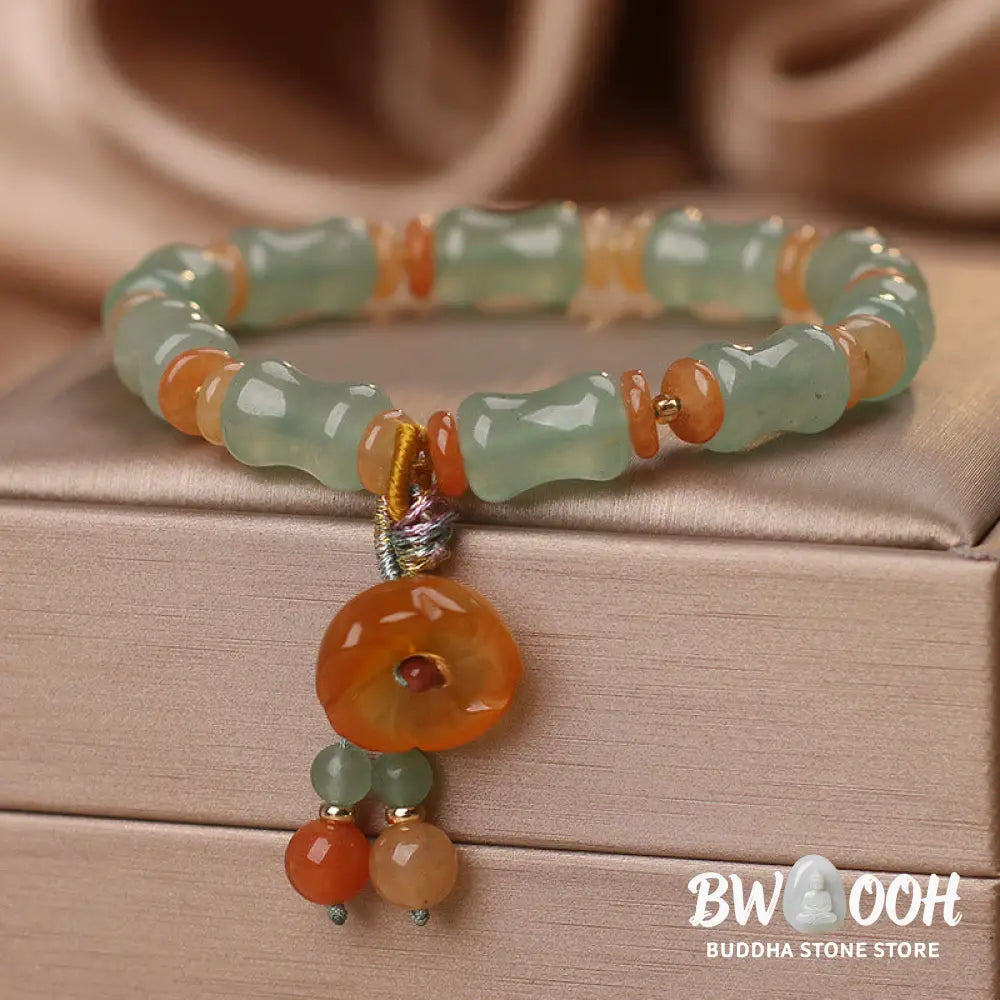 BWOOOH Natural Jade Bamboo Flower Pattern Luck Bracelet - Jade(Prosperity*Abundance) - Bracelet