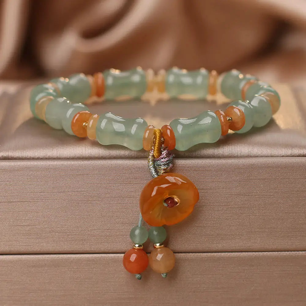 BWOOOH Natural Jade Bamboo Flower Pattern Luck Bracelet - Jade(Prosperity*Abundance) - Bracelet
