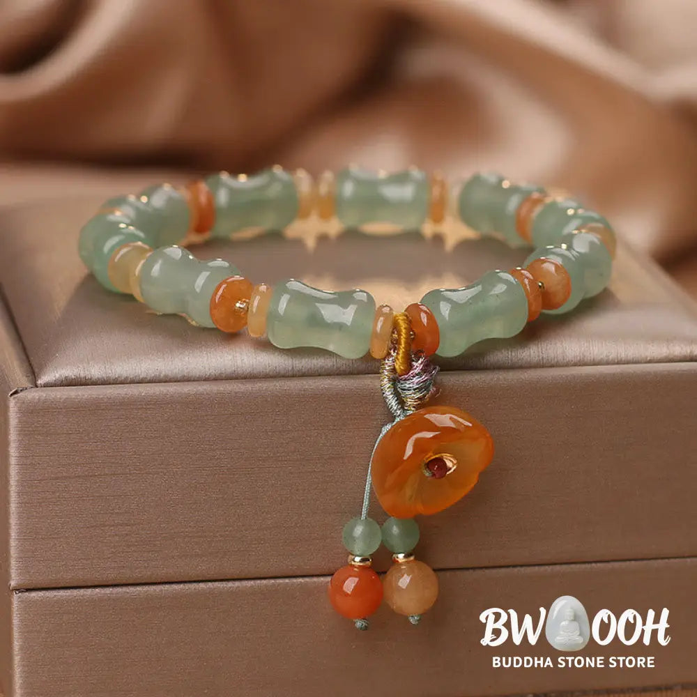 BWOOOH Natural Jade Bamboo Flower Pattern Luck Bracelet - Jade(Prosperity*Abundance) - Bracelet