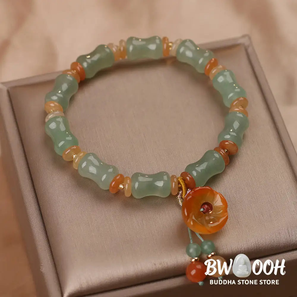 BWOOOH Natural Jade Bamboo Flower Pattern Luck Bracelet - Jade(Prosperity*Abundance) - Bracelet