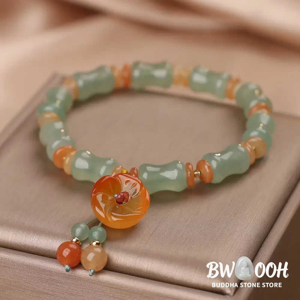 BWOOOH Natural Jade Bamboo Flower Pattern Luck Bracelet - Jade(Prosperity*Abundance) - Bracelet