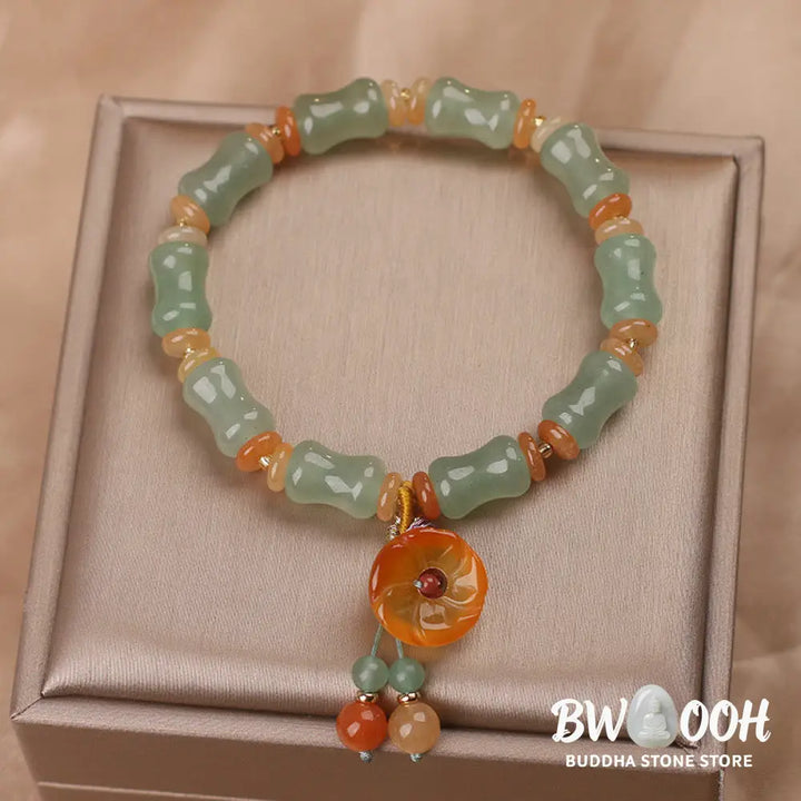 BWOOOH Natural Jade Bamboo Flower Pattern Luck Bracelet - Jade(Prosperity*Abundance) - Bracelet
