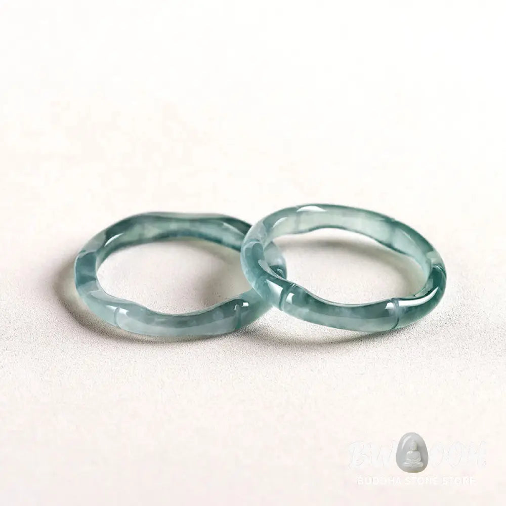 Buddha Stones Natural Jade Bamboo Prosperity Abundance Ring - BWOOOH - Ring