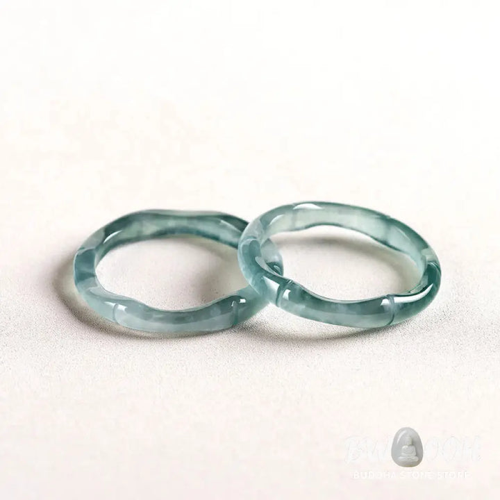 Buddha Stones Natural Jade Bamboo Prosperity Abundance Ring - BWOOOH - Ring