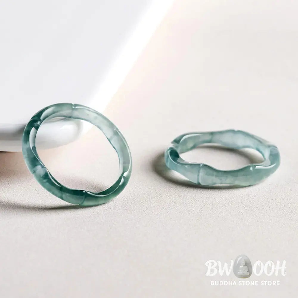 Buddha Stones Natural Jade Bamboo Prosperity Abundance Ring - BWOOOH - Ring