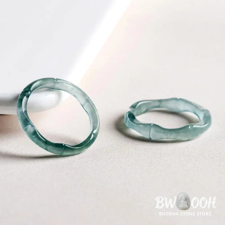 Buddha Stones Natural Jade Bamboo Prosperity Abundance Ring - BWOOOH - Ring