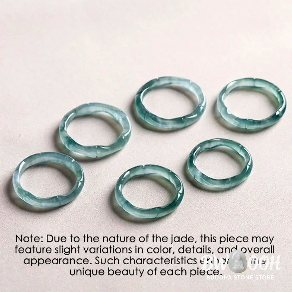 Buddha Stones Natural Jade Bamboo Prosperity Abundance Ring - BWOOOH - Ring