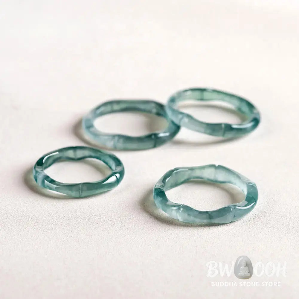 Buddha Stones Natural Jade Bamboo Prosperity Abundance Ring - BWOOOH - Ring