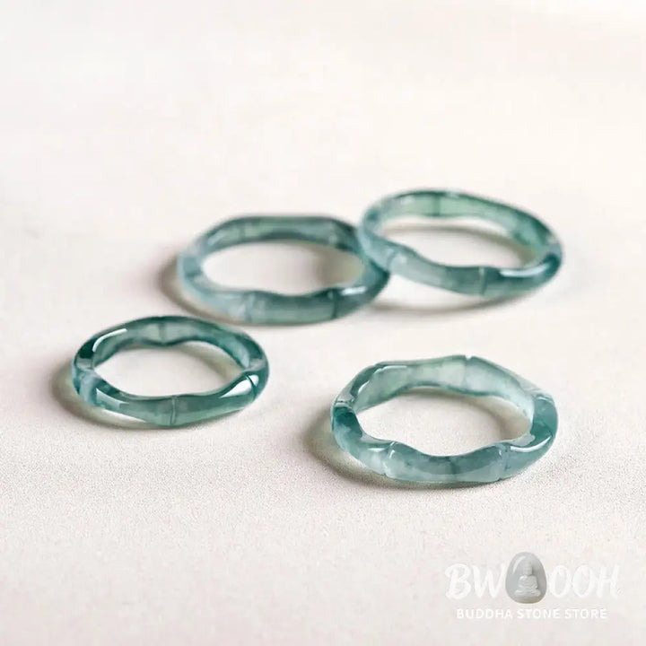 Buddha Stones Natural Jade Bamboo Prosperity Abundance Ring - BWOOOH - Ring