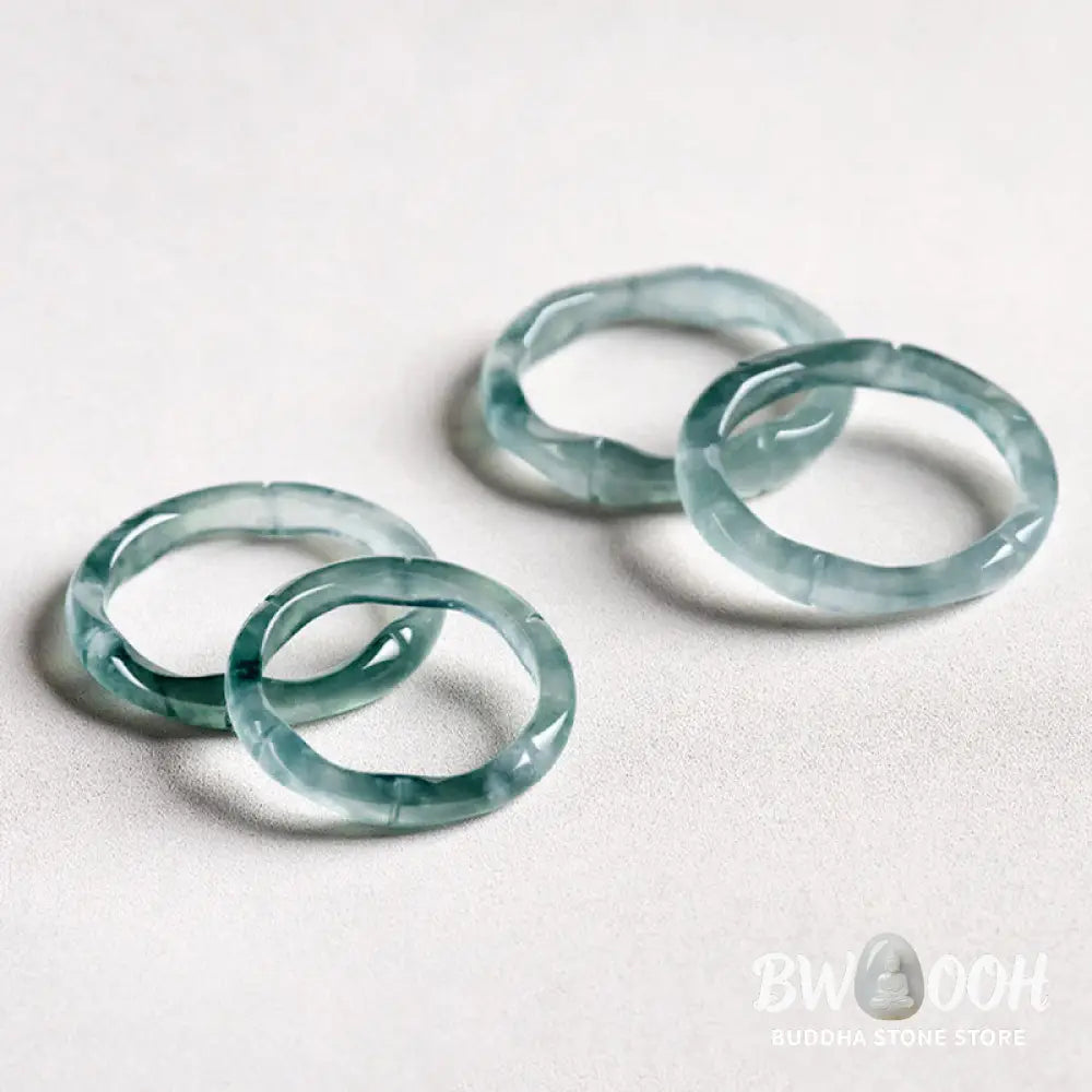 Buddha Stones Natural Jade Bamboo Prosperity Abundance Ring - BWOOOH - Ring