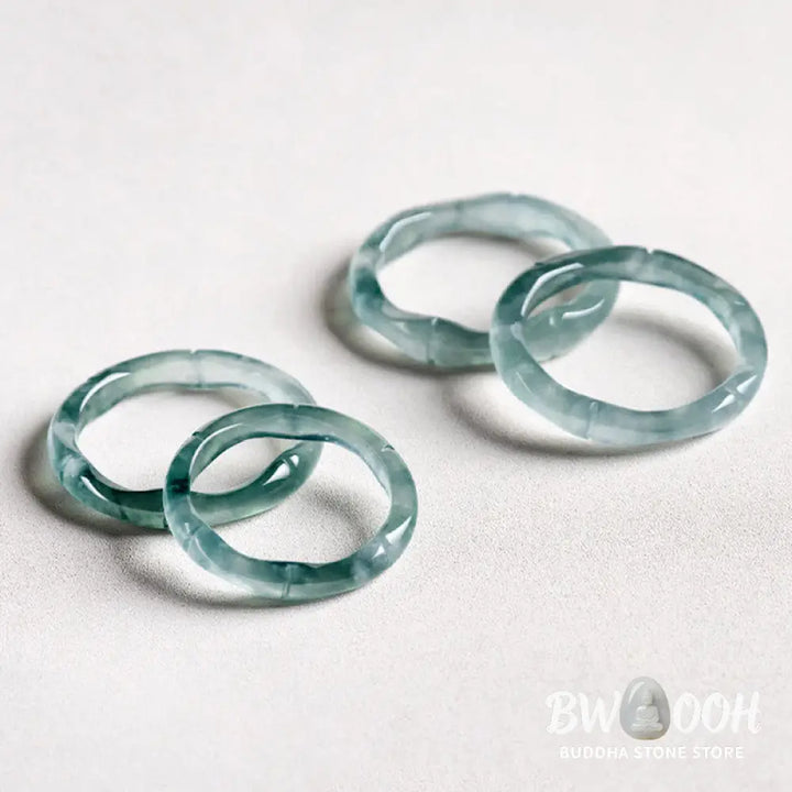 Buddha Stones Natural Jade Bamboo Prosperity Abundance Ring - BWOOOH - Ring