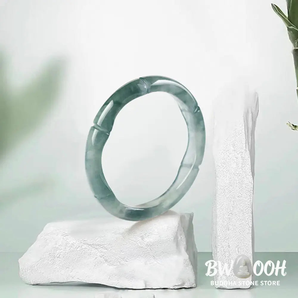 Buddha Stones Natural Jade Bamboo Prosperity Abundance Ring - BWOOOH - Ring
