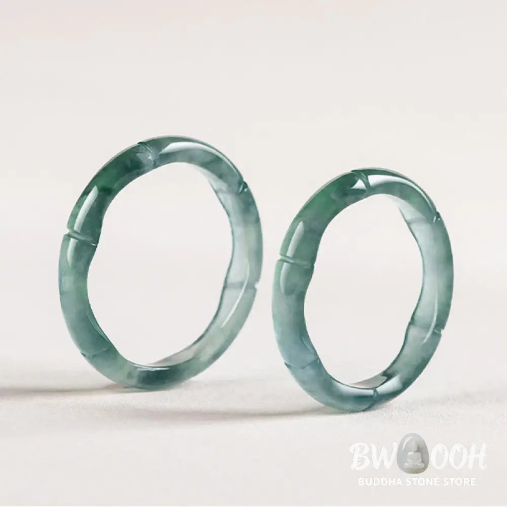 Buddha Stones Natural Jade Bamboo Prosperity Abundance Ring - BWOOOH - Ring