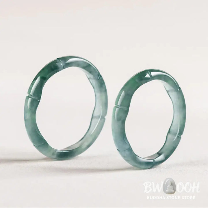 Buddha Stones Natural Jade Bamboo Prosperity Abundance Ring - BWOOOH - Ring