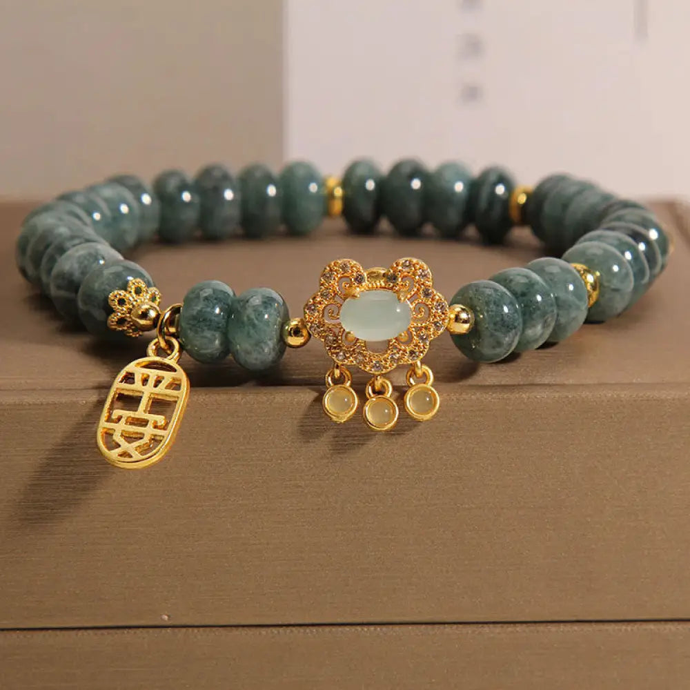 BWOOOH Natural Jade Chinese Lock Charm Peace Luck Abundance Bracelet - BWOOOH - Jade(Prosperity♥Abundance)(Wrist