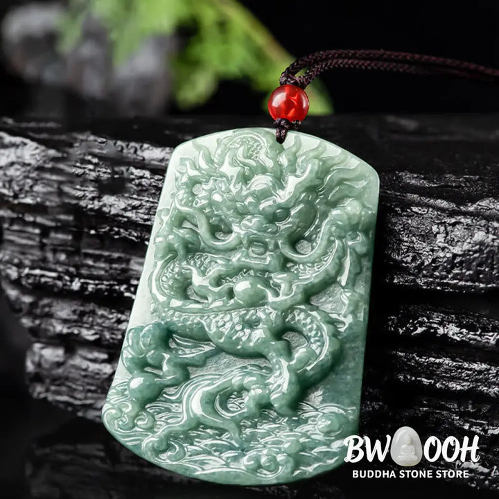 Buddha Stones Natural Jade Chinese Zodiac Dragon Sea Luck String Necklace Pendant - BWOOOH - Jade(Prosperity♥Abundance)