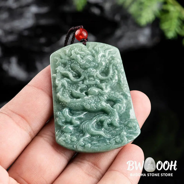 Buddha Stones Natural Jade Chinese Zodiac Dragon Sea Luck String Necklace Pendant - BWOOOH - Jade(Prosperity♥Abundance)
