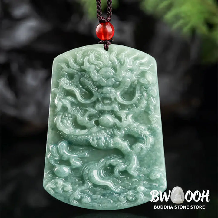 Buddha Stones Natural Jade Chinese Zodiac Dragon Sea Luck String Necklace Pendant - BWOOOH - Jade(Prosperity♥Abundance)