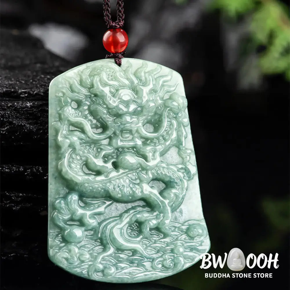 Buddha Stones Natural Jade Chinese Zodiac Dragon Sea Luck String Necklace Pendant - BWOOOH - Jade(Prosperity♥Abundance)